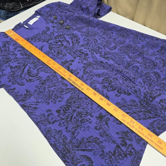 Habitat Top Womens Small‎ Purple Floral 3/4 Sleeve Asymmetrical Royal Church - Picture 11 of 13